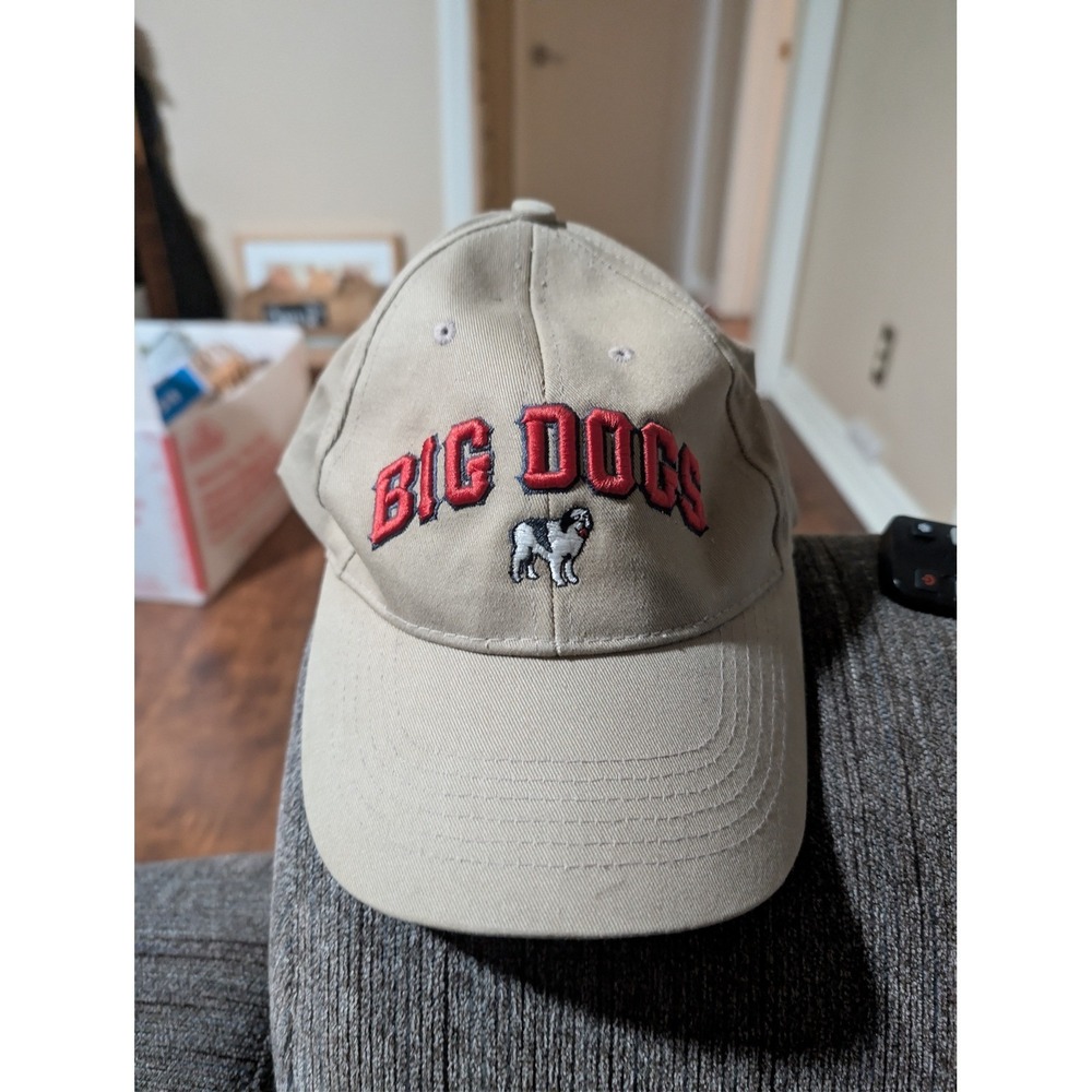 Big Dogs Embroidered Baseball Cap Tan Red Dog Logo Men's Casual Hat‎ F1